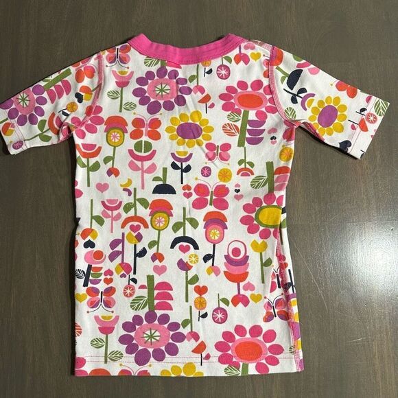 Hanna Andersson size 6-7 Flowered Pink Short John Pajama TOP ONLY - Picture 2 of 5